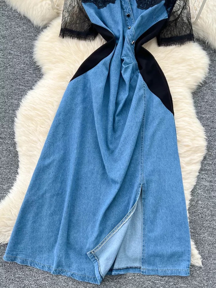 Gone viral lace denim dress DD61 images